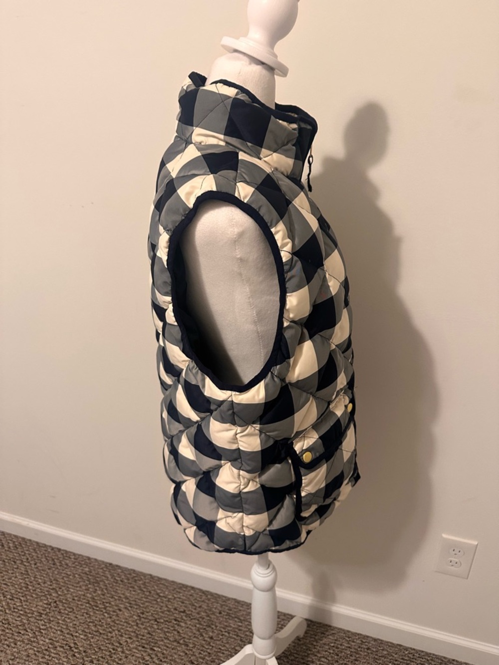 J Crew Excursion Quilted Down Vest in Blue Buffalo Plaid Size XL - Picture 5 of 6